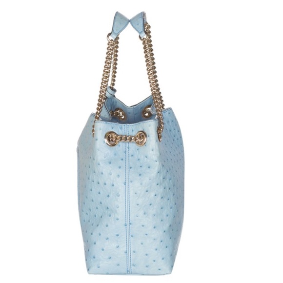 SOLD - Gucci Soho Blue Ostrich Leather Shoulder Bag - Picture 3 of 7